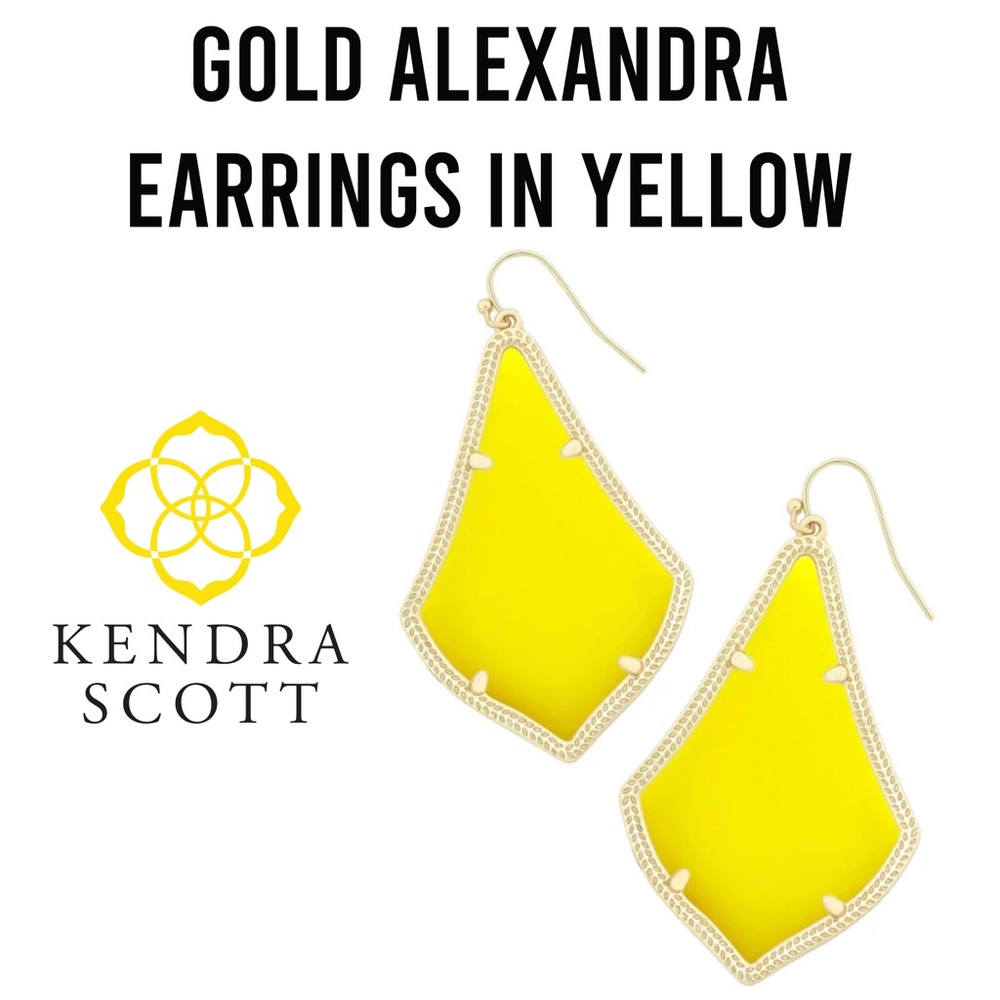 KENDRA SCOTT GOLD ALEXANDRA GLASS YELLOW EARRINGS LSU GAME DAY BOLD BRIGHT NWOT